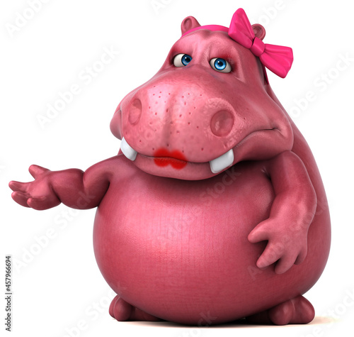 Pink Hippo - 3D Illustration