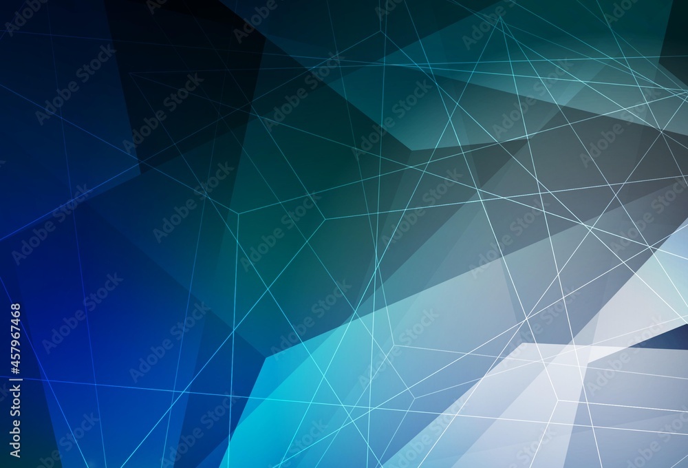 Obraz premium Dark Blue, Green vector template with crystals, triangles.