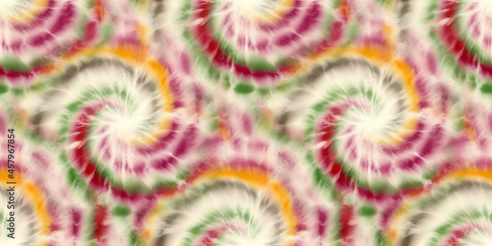 Seamless funky 1970s tie dye border motif pattern for surface design and print. High quality illustration. 70s funky psychedelic abstract hippie swatch. Multicolored spiral tiedye swirl textile design Seamless funky 1970s tie dye border motif pattern for surface design and print. High quality illustration. 70s funky psychedelic abstract hippie swatch. Multicolored spiral tiedye swirl textile design