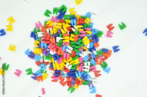 Fototapeta Naklejka Na Ścianę i Meble -  Colorful assembled toys, interlocking toys for kids