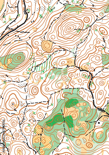 Detailed fragment of color abstract vector topographic map