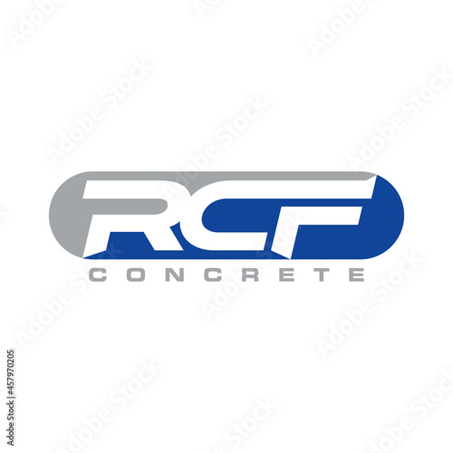 Unique Letter or word RCF sport font in block ellipse image graphic icon logo design abstract concept vector stock. Can be used in conjunction with initial or race