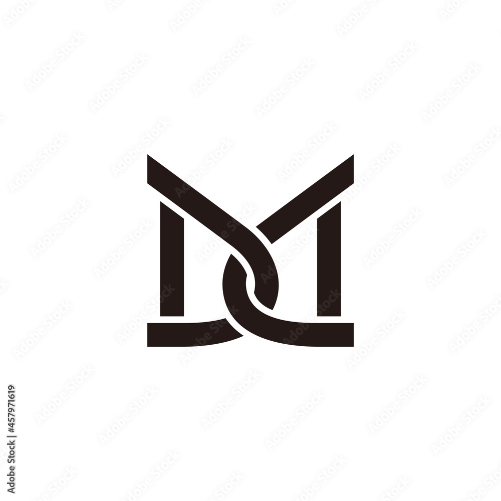 letter md simple linked geometric linear logo vector