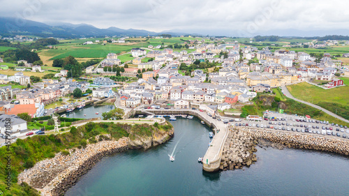 aerial view of puerto de vega coastal town, Spain photo