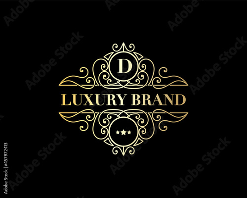 Antique retro luxury victorian calligraphic emblem logo with ornamental frame suitable for barber wine craft beer shop spa beauty salon boutique antique restaurant hotel resort classic royal brand