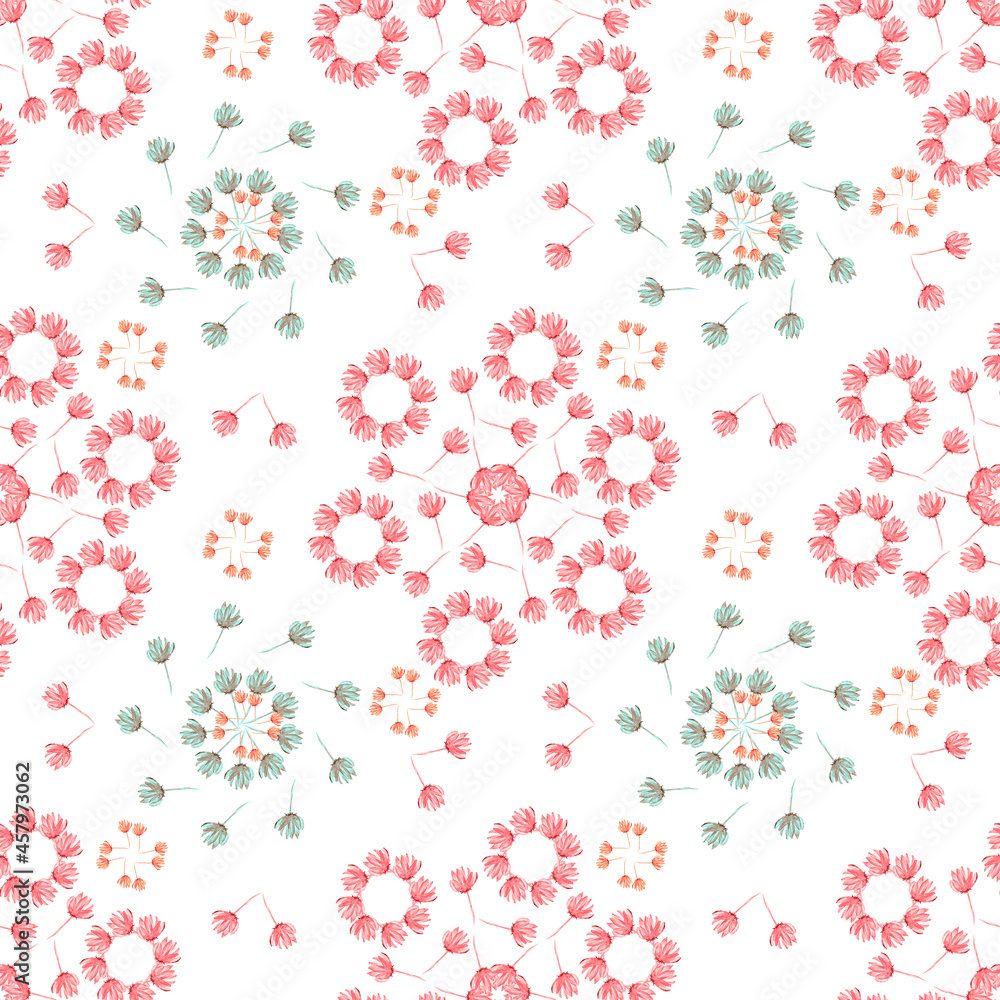 Pattern piccole decorazioni floreali isolate su sfondo bianco