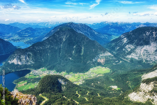 High angle view of Lake Hallstatt from Krippenstein, Austria