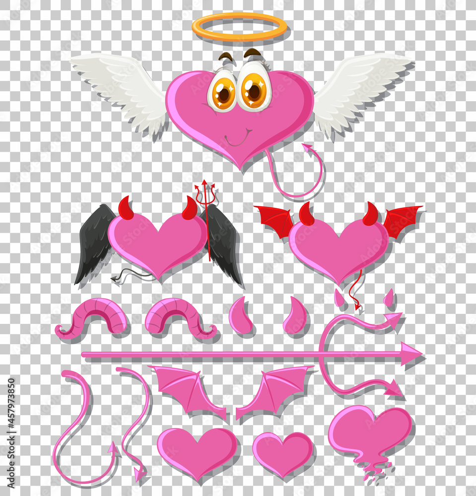 Fototapeta premium Pink heart angel on transparent background