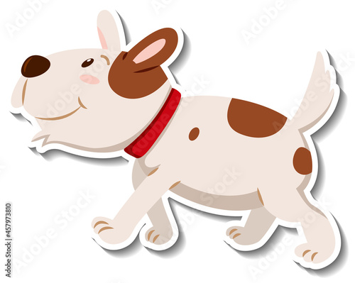 A sticker template of dog cartoon character