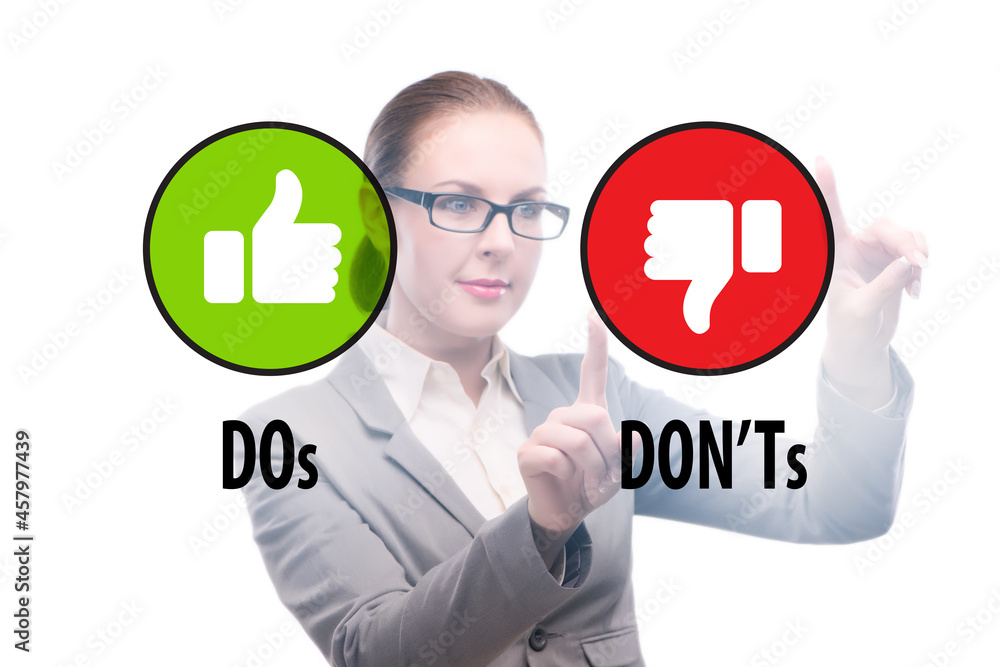 Concept of choosing between dos and donts Concept of choosing between dos and donts