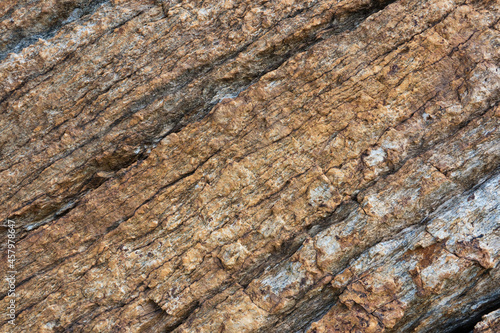 Closeup of brown layered rock