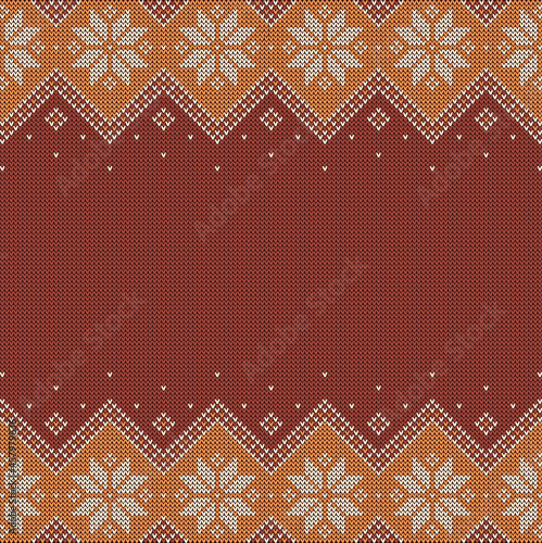 Knitted sweater background with copyspace. Scandinavian vector  pattern.