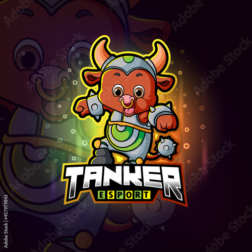 The tanker happy bull esport logo design