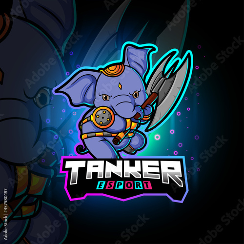 The tanker elephant esport mascot design