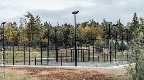 Paddle court outside in Sweden a cloudy day