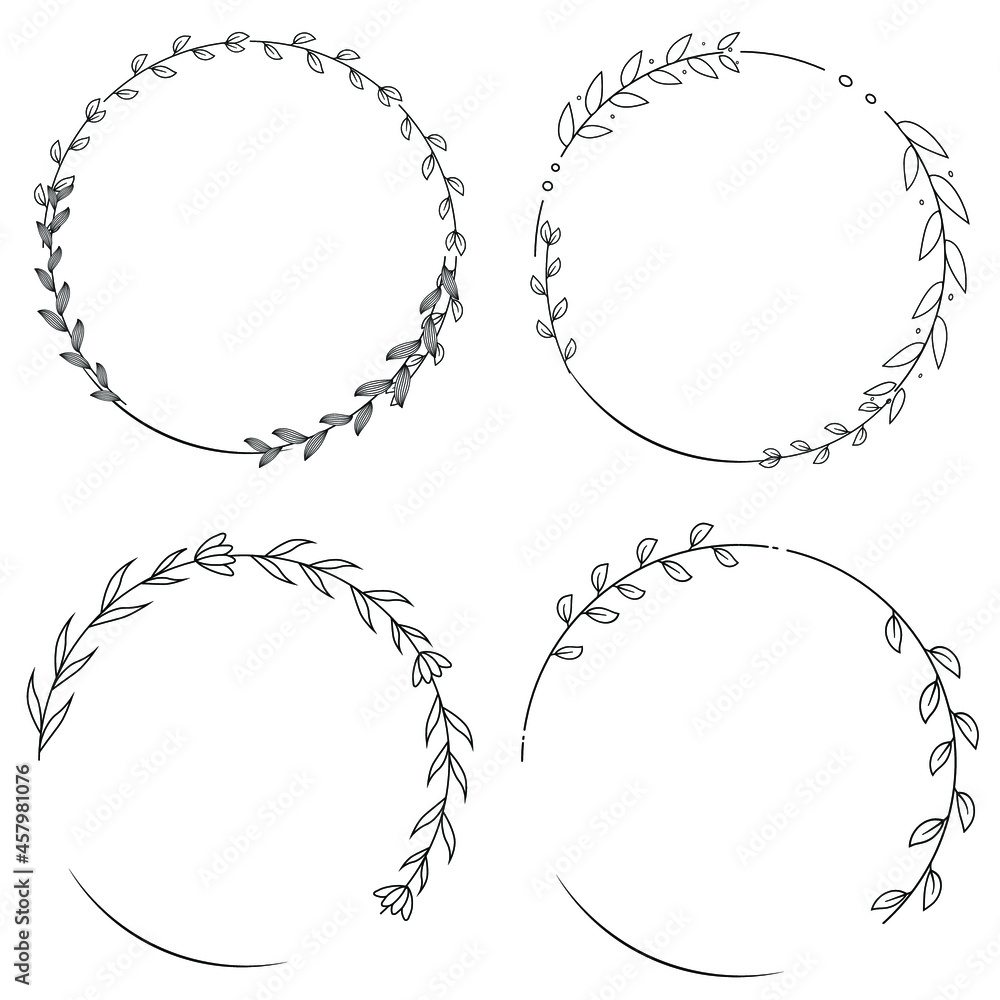 Obraz premium set floral frame vector hand draw radial style