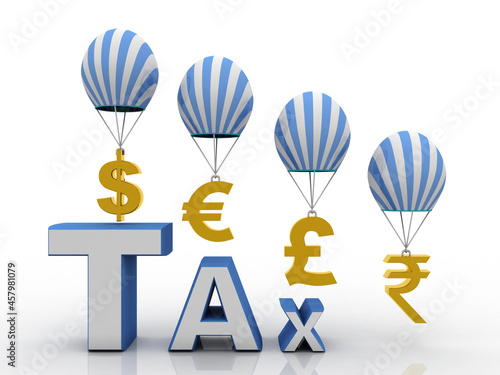 3d rendering Global Currencies with tax