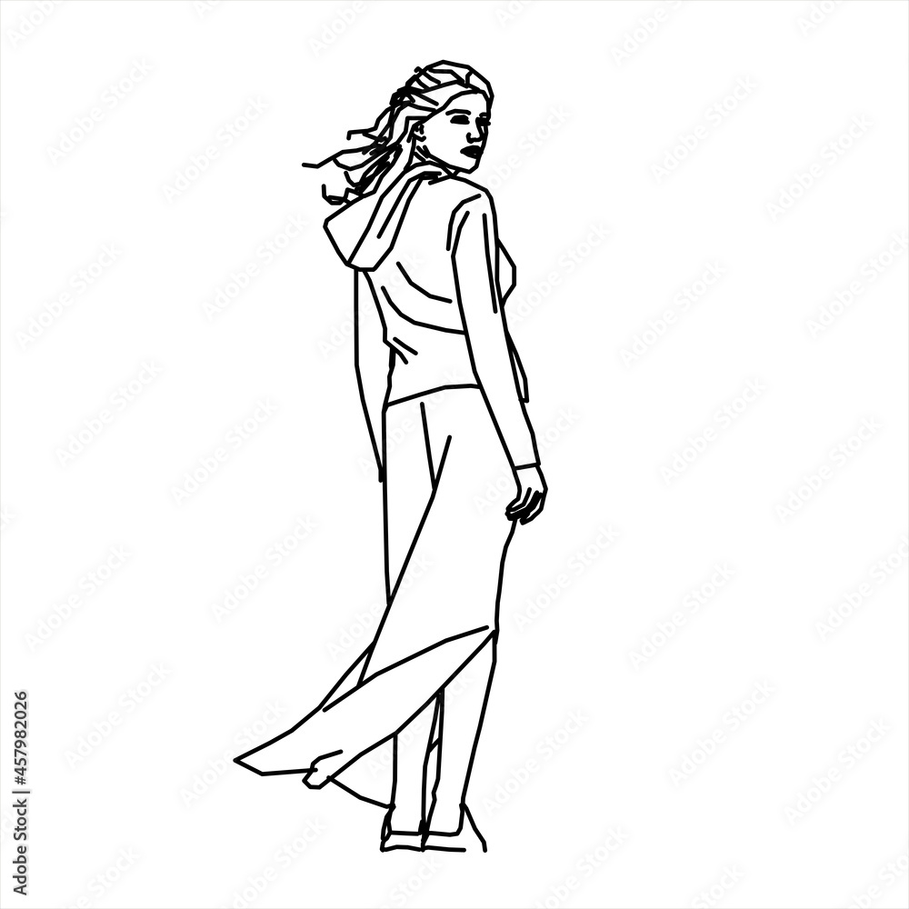 Vector design sketch of a charming and lovely pretty teenager Vector design sketch of a charming and lovely pretty teenager