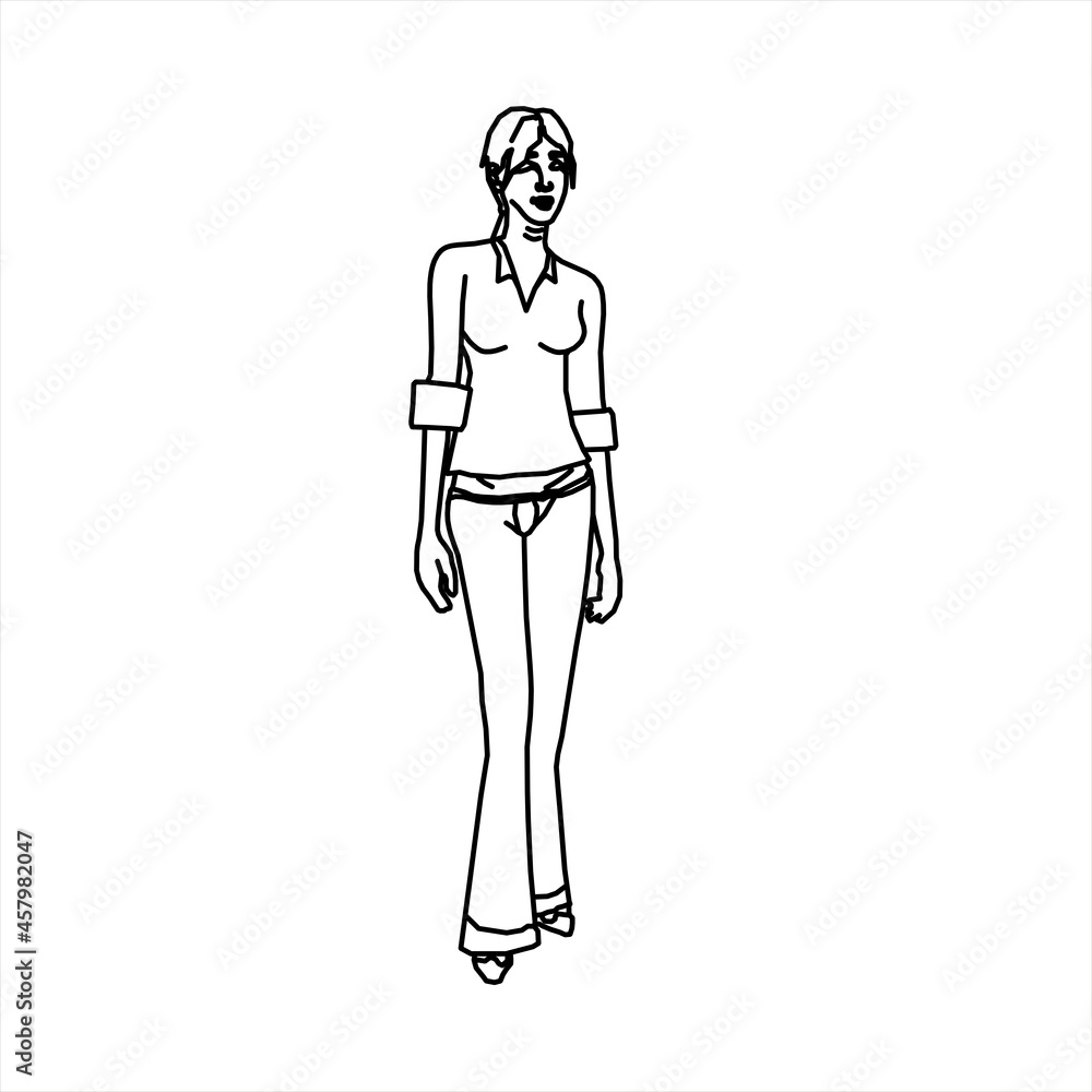 Vector design of sketch of a teenage girl wearing office clothes Vector design of sketch of a teenage girl wearing office clothes