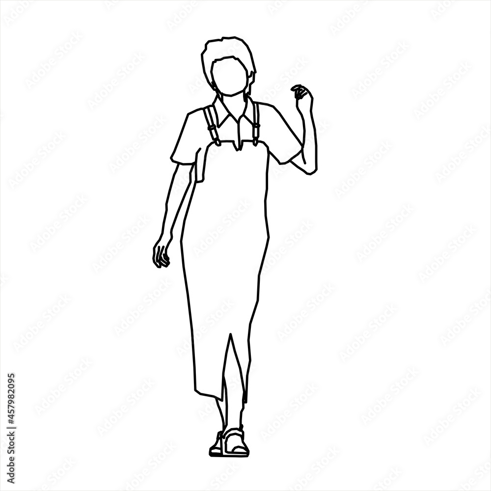 Vector design sketch of a teenage girl wearing a negligee Vector design sketch of a teenage girl wearing a negligee