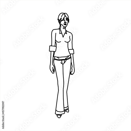 Vector design of sketch of a teenage girl wearing office clothes