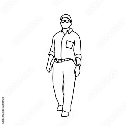 Vector design of sketch of a well-dressed teenage boy