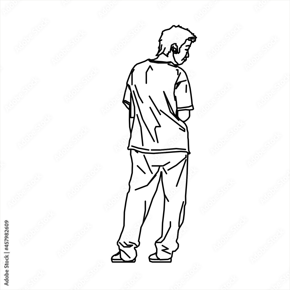 Vector design of sketch of a teenage boy looking to the left Vector design of sketch of a teenage boy looking to the left