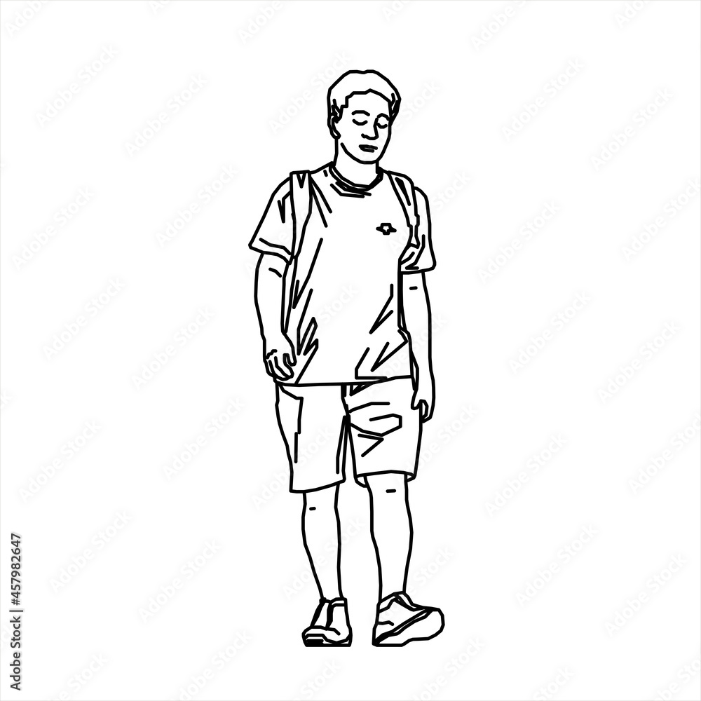 Vector design of a tired teenage boy sketch