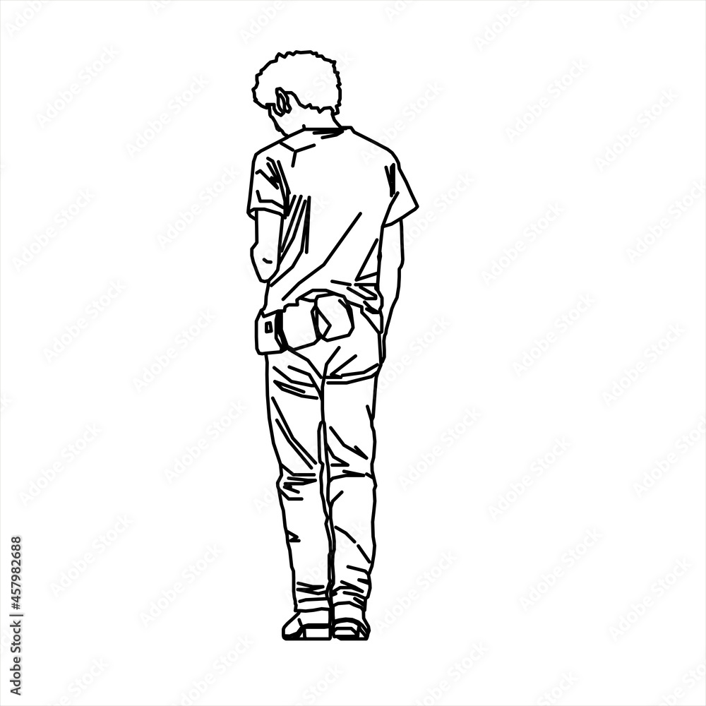 Vector design of sketch of a teenage boy about to glance Vector design of sketch of a teenage boy about to glance