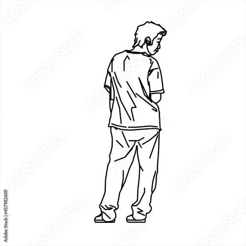 Vector design of sketch of a teenage boy looking to the left