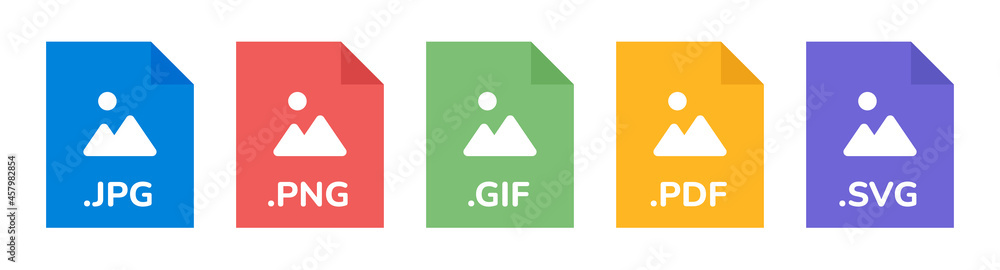 File formats icon. JPG, PNG, GIF, PDF and SVG file document icon vector ...