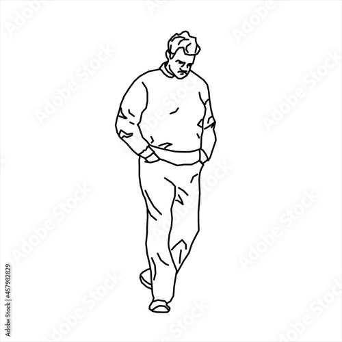 Vector design of sketch of a disappointed teenage boy
