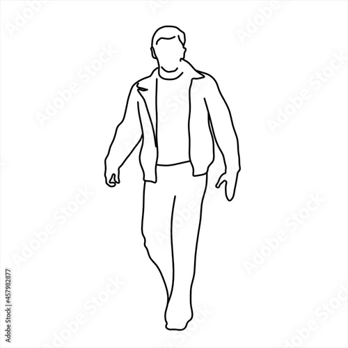 Vector design of a sketch of a man taking a walk