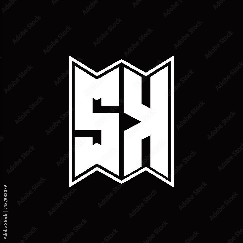 SK Logo monogram with emblem style design template SK Logo monogram with emblem style design template