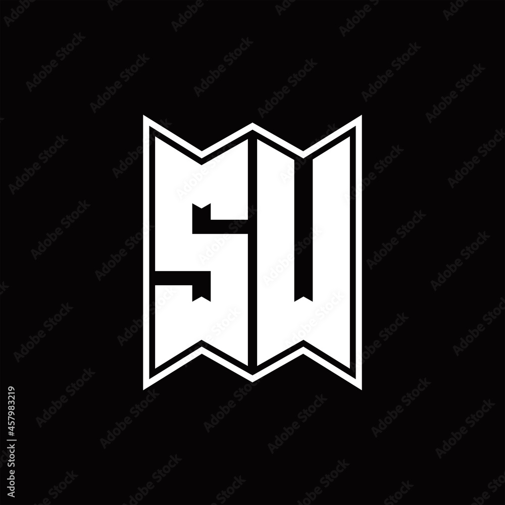 SW Logo monogram with emblem style design template SW Logo monogram with emblem style design template