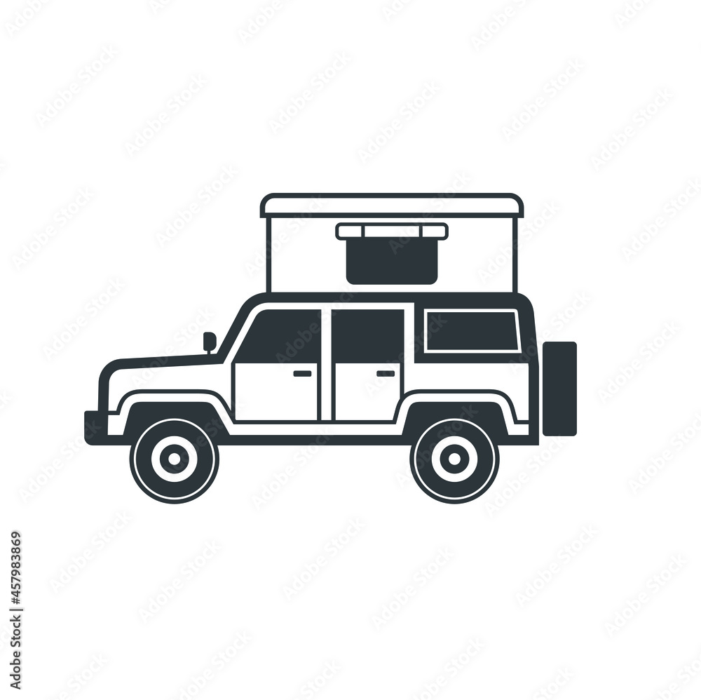 adventure car and portable tent illustration 