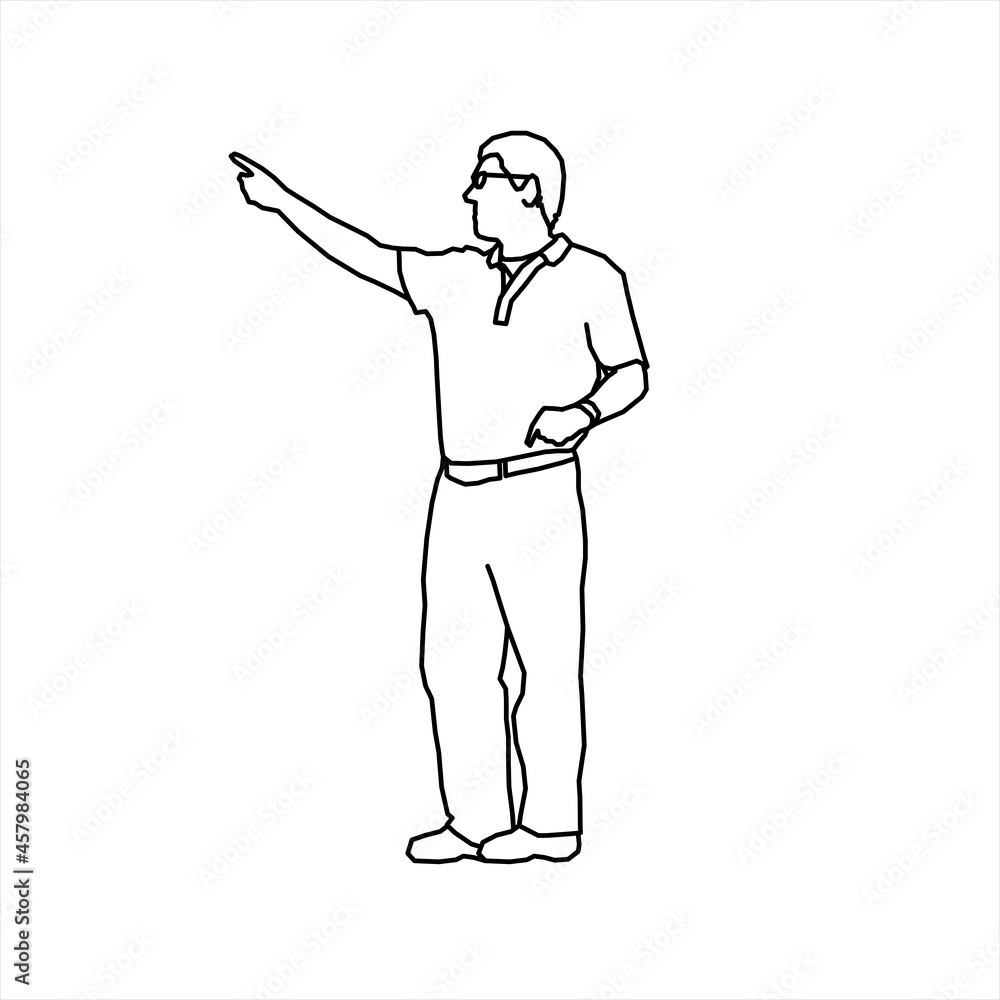 Vector design of a sketch of a person showing something Vector design of a sketch of a person showing something