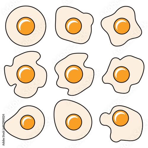 Fried egg icon, omelet symbol, breakfast sign, omelette silhouette