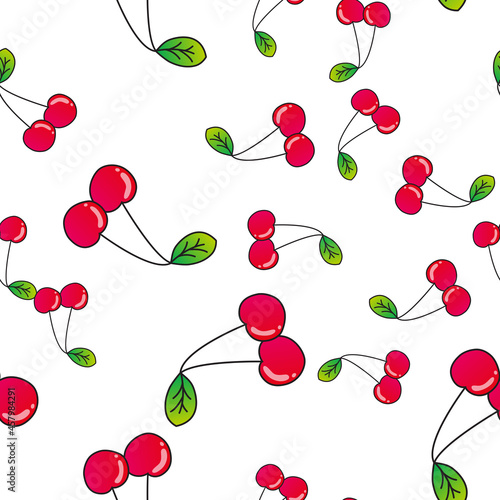 Cherry cute seamless pattern background for kids textile. Vector Illustration