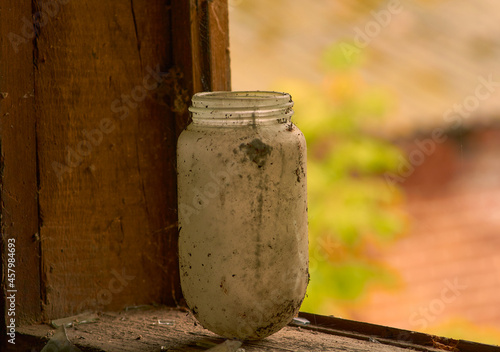 Glass jar on the windowsill
