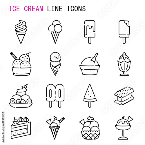 Ice cream line icons