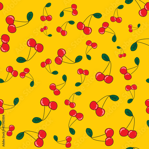 Cherry cute seamless pattern background for kids textile. Vector Illustration