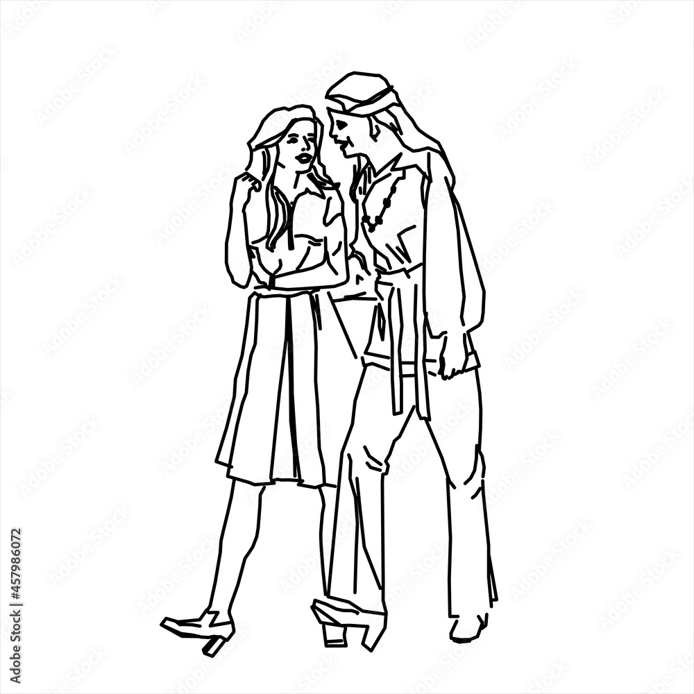 Vector design of sketch of two women going to a party Vector design of sketch of two women going to a party
