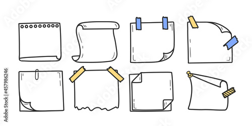 Set of hand drawn doodle notepad for messages, notes. doodle style.