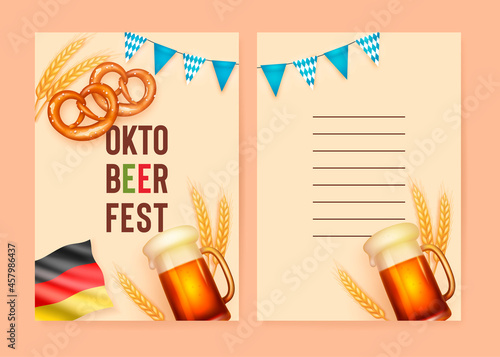 Set of realistic oktoberfest poster template. Vector illustration