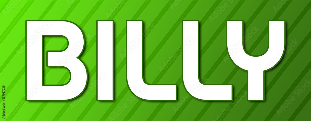 Billy - text written on green background with abstract lines Billy - text written on green background with abstract lines