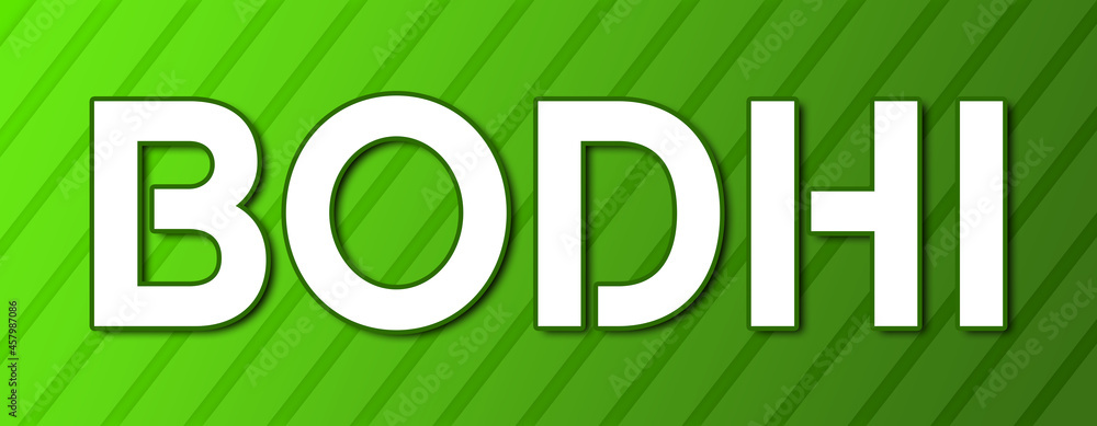 Bodhi - text written on green background with abstract lines Bodhi - text written on green background with abstract lines