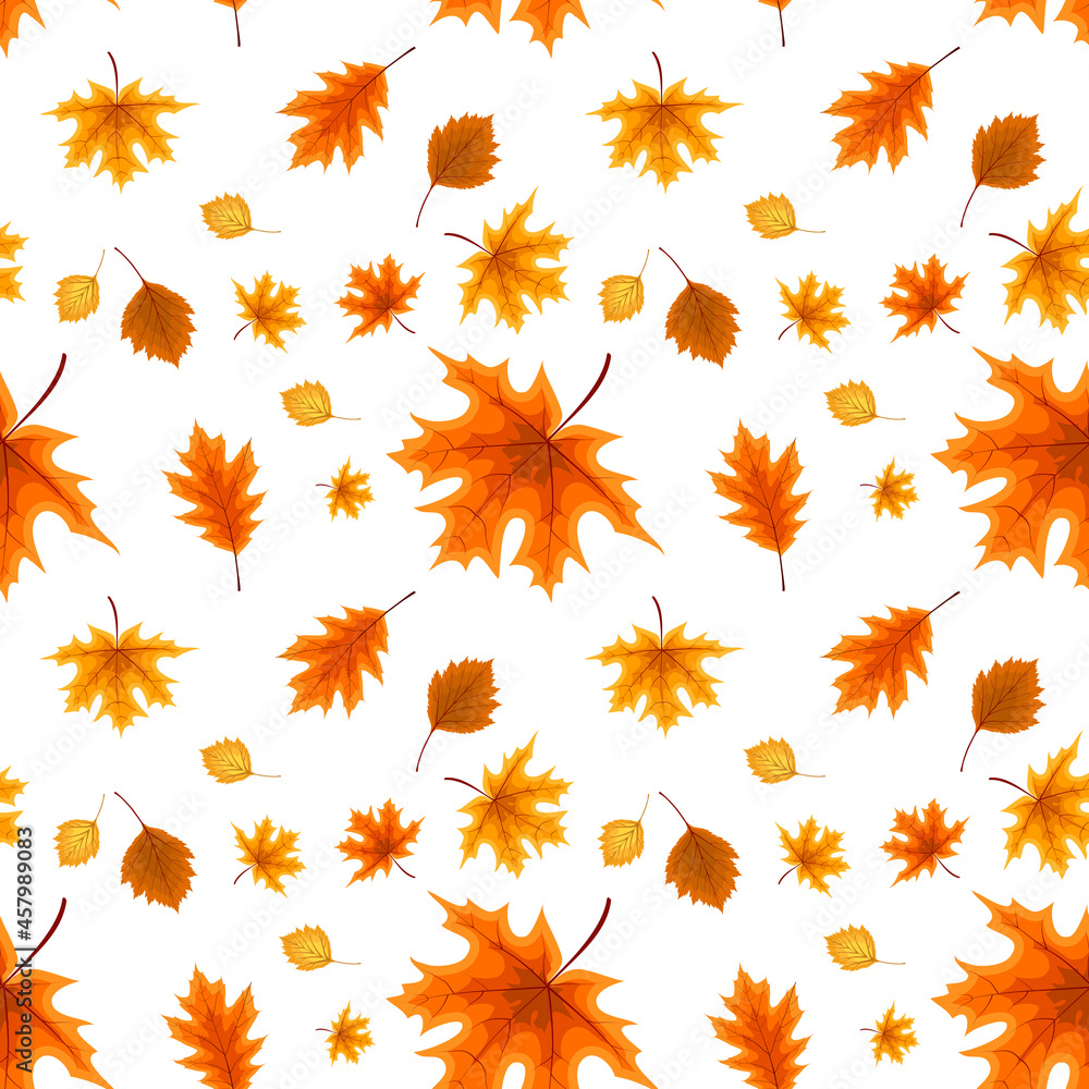 autumn orange and red fallen leaves. seamless pattern. Vector Illustration. EPS10 autumn orange and red fallen leaves. seamless pattern. Vector Illustration. EPS10