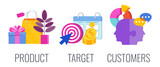 Marketing plan icons. Marketing mix infographic illustration