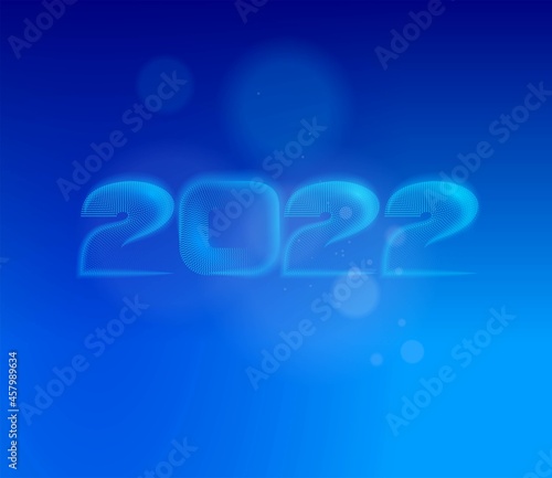 2022 Happy New Year text particles dots glow effect